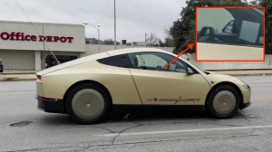 tesla cybercab spotted with steering wheel