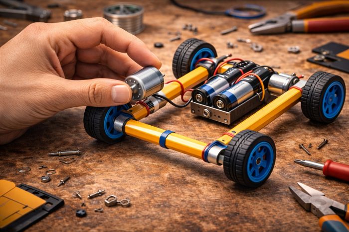 Как сделать простую радиоуправляемую модель из карандашей и батареек — инструкция шаг за шагом