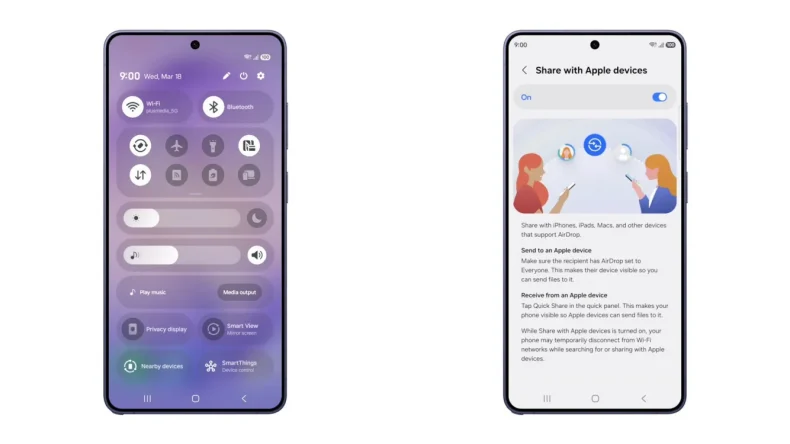 Samsung Galaxy S26 получит поддержку AirDrop через Quick Share с 23 марта