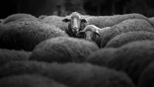 sheep flock on farm
