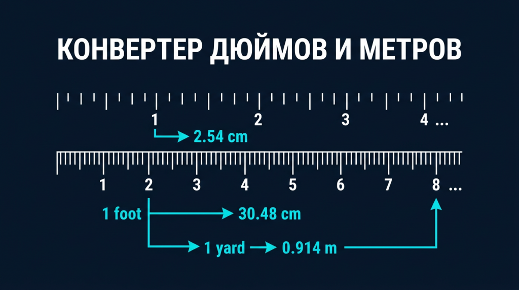ð Конвертер дюймов, футов и метров